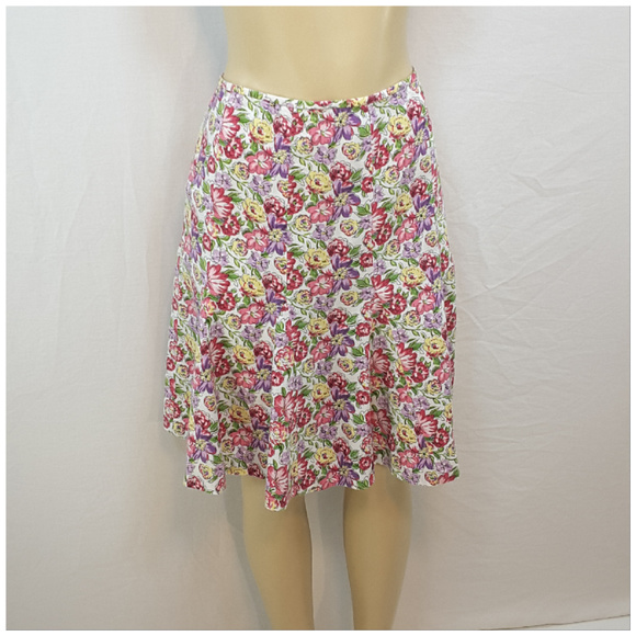 LOFT, Floral Linen Gored Skirt, size 10 - Picture 4 of 8